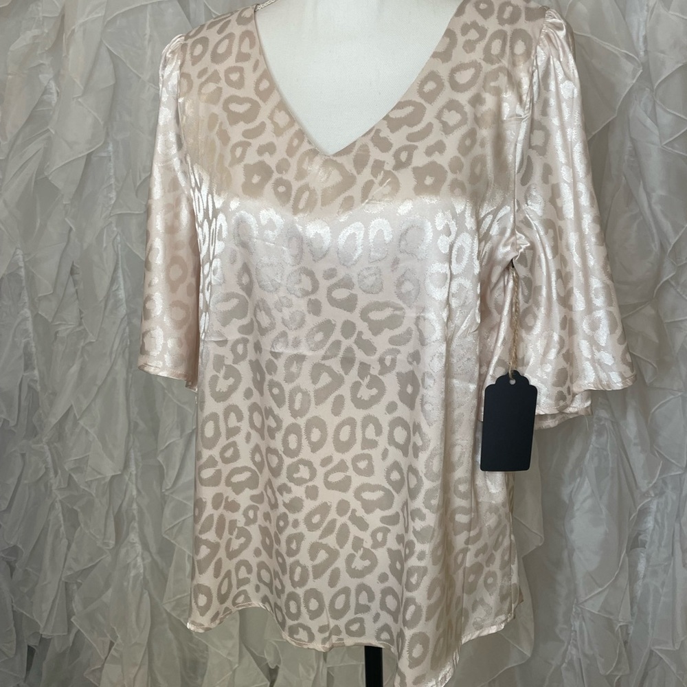 Champagne satin leopard blouse